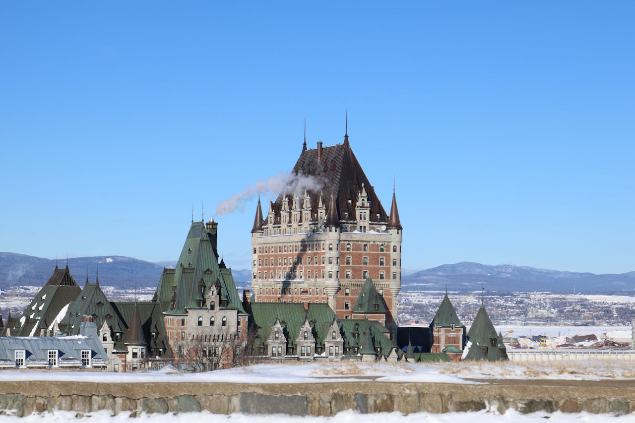 Quebec Winter Carnival ice palace and snow sculptures